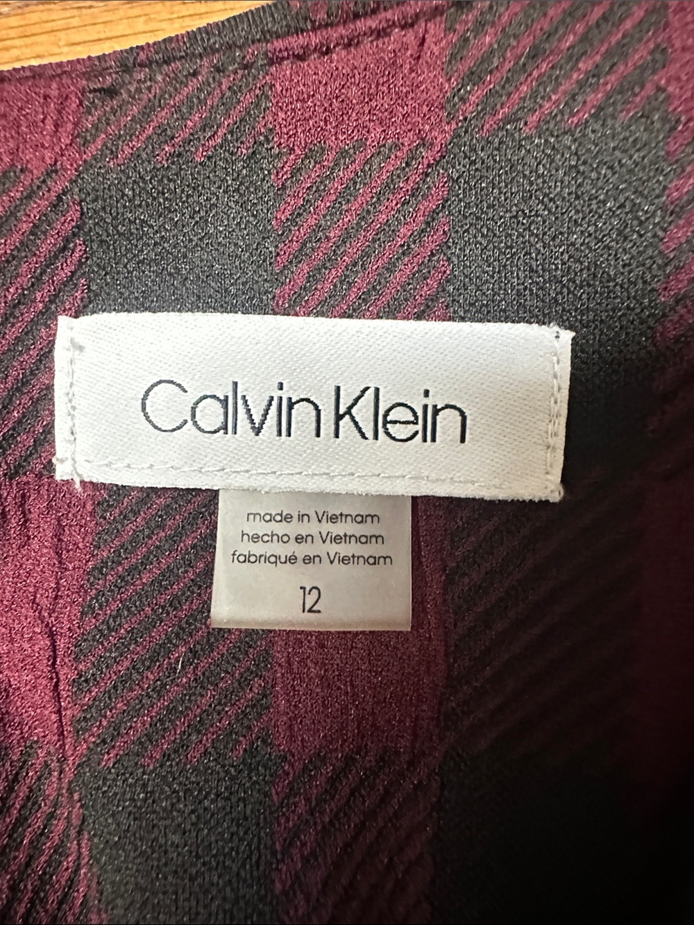 Calvin Klein Burgundy and Black Checked Midi Dress - Picture 6 of 6